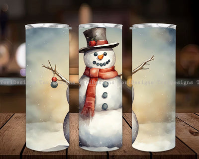 Christmas Snowman Tumbler Wrap, 20oz Skinny Tumbler Wrap, White Christmas Vintage Snowman Tumbler Wrap, 20 Oz Skinny Sublimation Tumbler PNG Sublimation ToriDesigns 