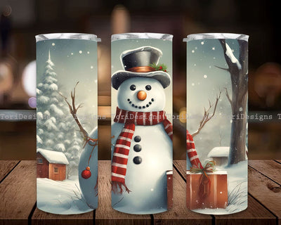 Christmas Snowman Tumbler Wrap, 20oz Skinny Tumbler Wrap, White Christmas Vintage Snowman Tumbler Wrap, 20 Oz Skinny Sublimation Tumbler PNG Sublimation ToriDesigns 