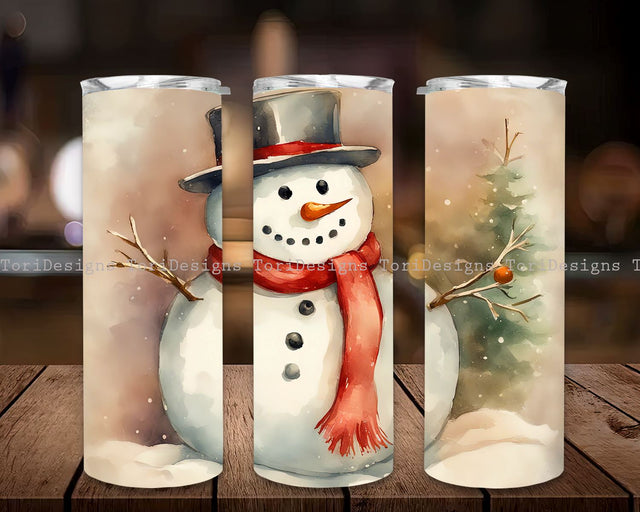 Christmas Snowman Tumbler Wrap, 20oz Skinny Tumbler Wrap, White Christmas Vintage Snowman Tumbler Wrap, 20 Oz Skinny Sublimation Tumbler PNG Sublimation ToriDesigns 