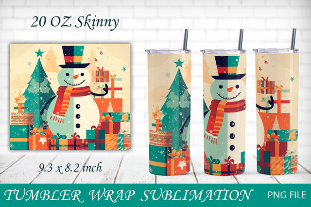 Christmas snowman tumbler wrap, Holiday 20 oz tumbler Sublimation AnastasiyaArtDesign 