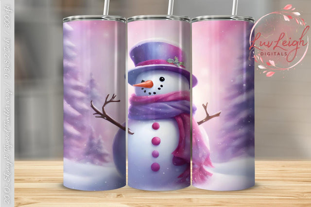 Christmas Snowman Tumbler wrap PNG Sublimation Luvleigh Digitals 