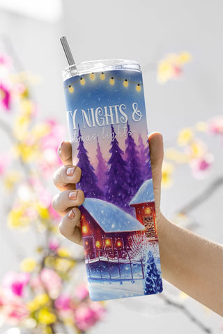 Christmas Snowy Nights 20oz Skinny Tumbler PNG Sublimation Design, Gift for Christmas Sublimation CaldwellArt 