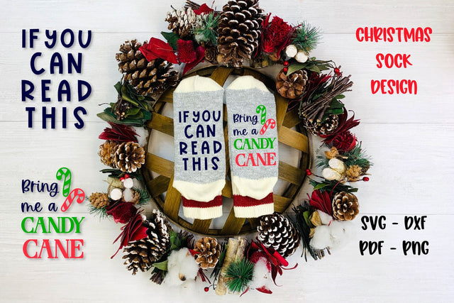 Christmas sock designs . If you can read this bring me candy cane. SVG Angelina Semenova 