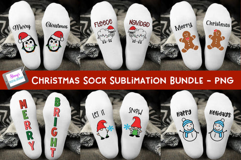 Christmas Sock Sublimation Bundle - PNG for 6 Christmas Socks SVG Stacy's Digital Designs 