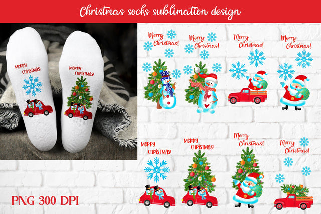 Christmas socks sublimation bundle | Snowman Christmas socks Sublimation Svetana Studio 