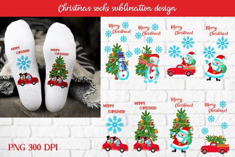 Christmas socks sublimation bundle | Snowman Christmas socks Sublimation Svetana Studio 