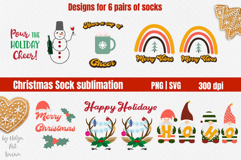 Christmas Socks Sublimation Bundle Sublimation Helga Art 