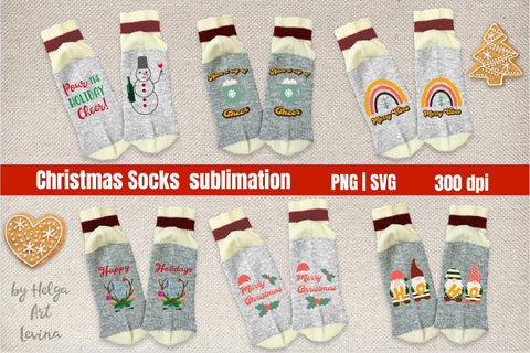 Christmas Socks Sublimation Bundle Sublimation Helga Art 