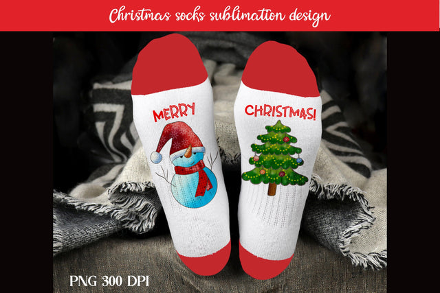Christmas socks sublimation | Snowman Christmas socks Sublimation Svetana Studio 