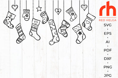 Christmas socks svg - Christmas stockings svg - Hanging socks svg SVG RedHelgaArt 