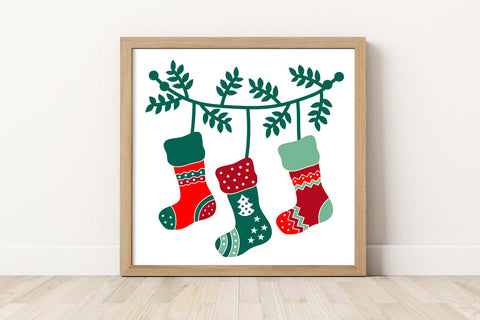 Christmas Socks SVG Cut File | Hand Drawn Christmas socks Illustration SVG zoellartz 