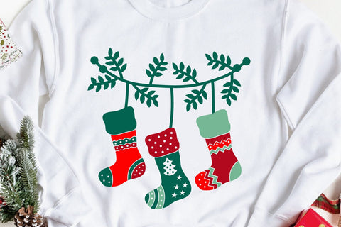 Christmas Socks SVG Cut File | Hand Drawn Christmas socks Illustration SVG zoellartz 