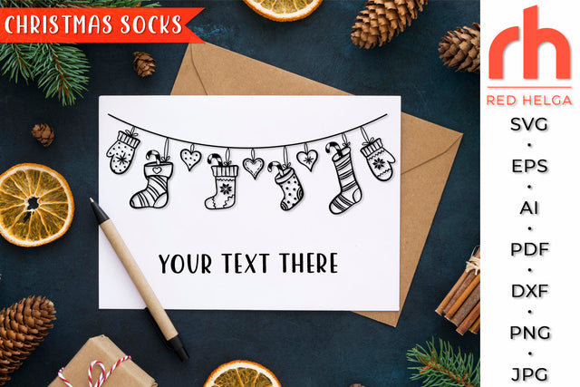 Christmas Socks SVG - Hanging Stockings Cut File SVG RedHelgaArt 