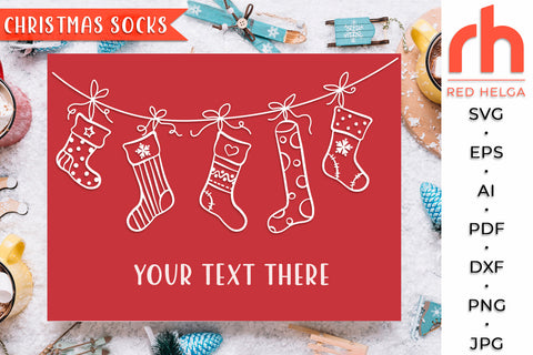 Christmas Socks SVG - Hanging Stockings Cut File SVG RedHelgaArt 