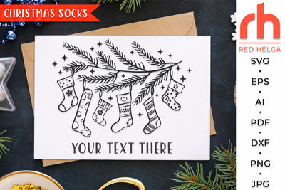 Christmas Socks SVG - Pine Branch Cut File SVG RedHelgaArt 