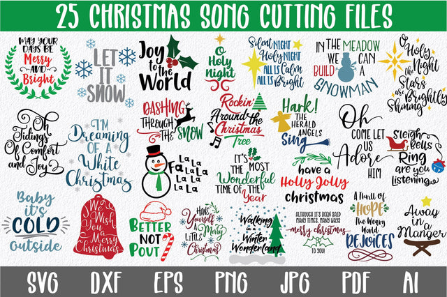 Christmas Songs SVG Cut File Bundle - Includes 25 Designs SVG Old Market