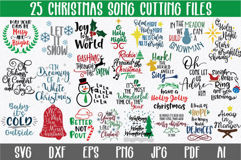 Christmas Songs SVG Cut File Bundle - Includes 25 Designs SVG Old Market 