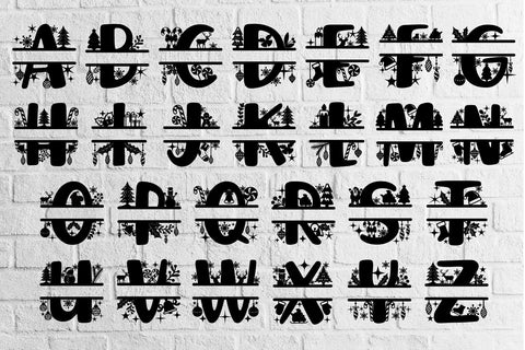 Christmas Split Alphabet Monogram A-Z Svg Eps Ai Png Pdf SVG zafrans studio 