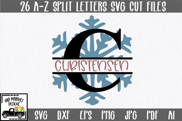 Christmas Split Letter A-Z SVG Cut Files SVG Old Market