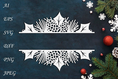 Christmas split monogram, Holiday frame, Winter border SVG AnastasiyaArtDesign 