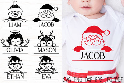 Christmas split monogram svg Bundle, Christmas baby name SVG Digital Rainbow Shop 