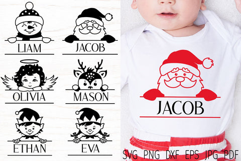 Christmas split monogram svg Bundle, Christmas baby name SVG Digital Rainbow Shop 