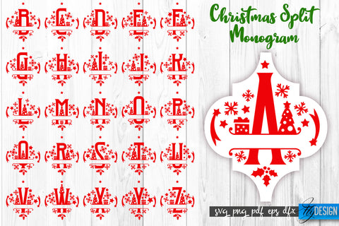 Christmas Split Monogram SVG Bundle | Home Design SVG | Xmas SVG v.1 SVG Fly Design 