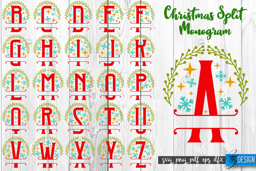 Christmas Split Monogram SVG Bundle | Home Design SVG | Xmas SVG v.2 ...