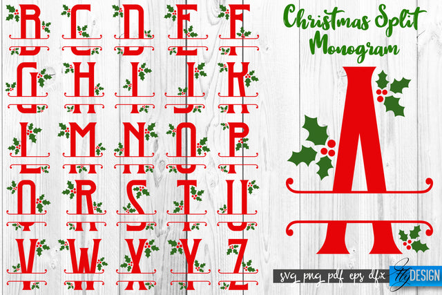 Christmas Split Monogram SVG Bundle | Home Design SVG | Xmas SVG v.2 SVG Fly Design 