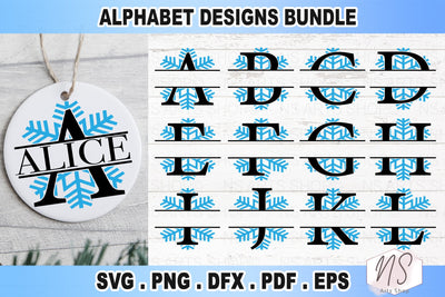 Christmas split monogram SVG Bundle, Split letters SVG, Snowflakes monogram, split monogram, Christmas SVG SVG NS Arts Shop 