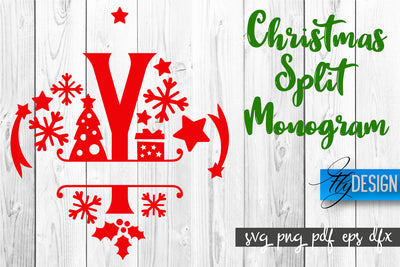 Christmas Split Monogram SVG | Home Design SVG | Xmas SVG SVG Fly Design 