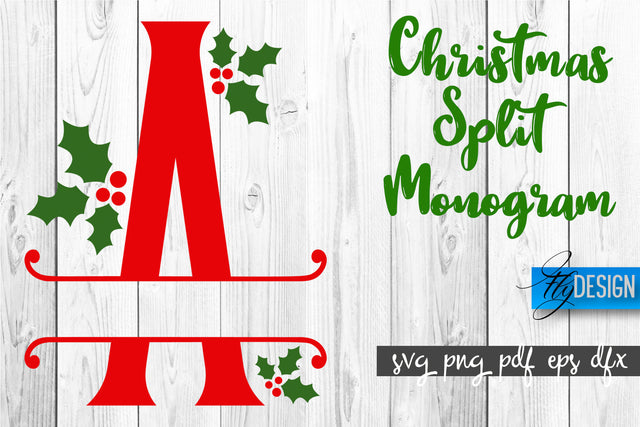 Christmas Split Monogram SVG | Home Design SVG | Xmas SVG SVG Fly Design 