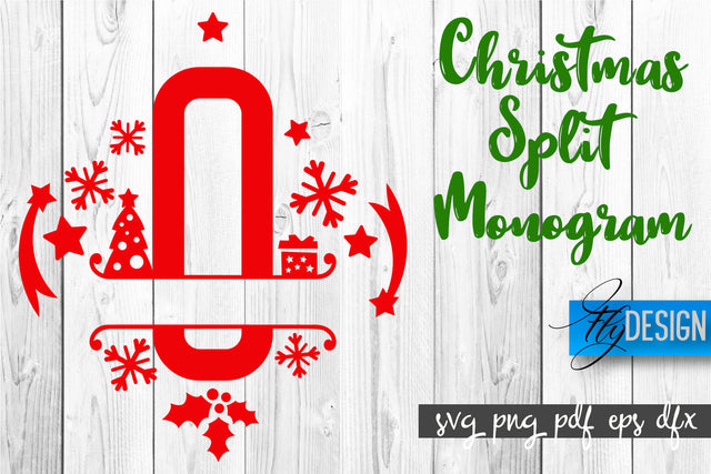 Christmas Split Monogram SVG | Home Design SVG | Xmas SVG SVG Fly Design 