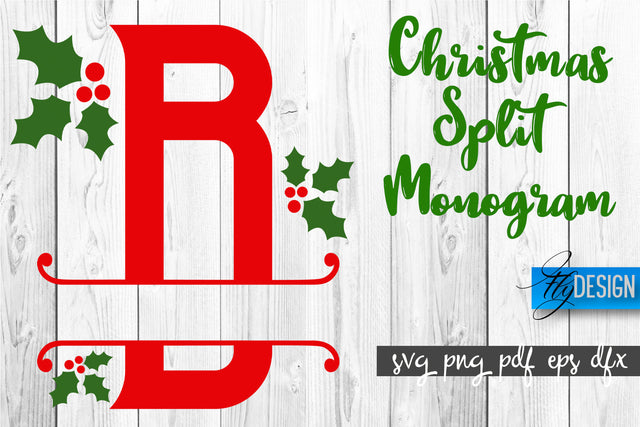 Christmas Split Monogram SVG | Home Design SVG | Xmas SVG SVG Fly Design 