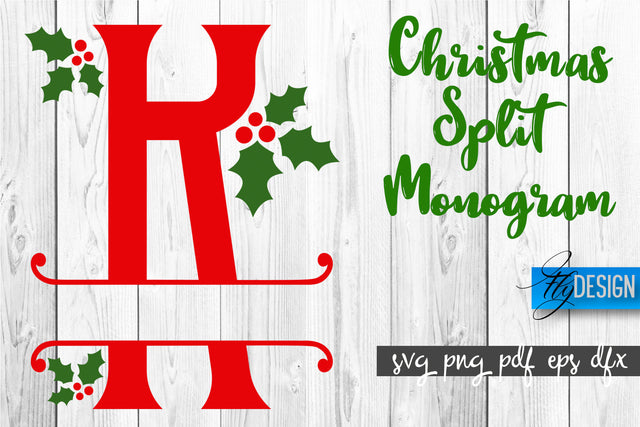 Christmas Split Monogram SVG | Home Design SVG | Xmas SVG SVG Fly Design 