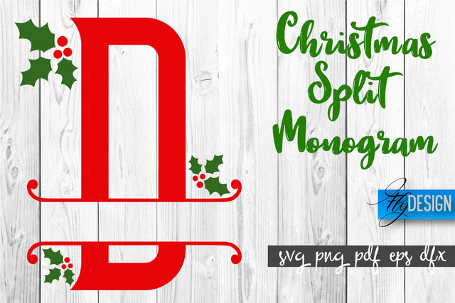 Christmas Split Monogram SVG | Home Design SVG | Xmas SVG SVG Fly Design 
