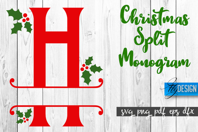 Christmas Split Monogram SVG | Home Design SVG | Xmas SVG SVG Fly Design 