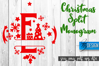 Christmas Split Monogram SVG | Home Design SVG | Xmas SVG SVG Fly Design 