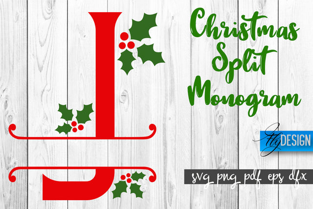 Christmas Split Monogram SVG | Home Design SVG | Xmas SVG SVG Fly Design 