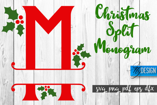 Christmas Split Monogram SVG | Home Design SVG | Xmas SVG SVG Fly Design 