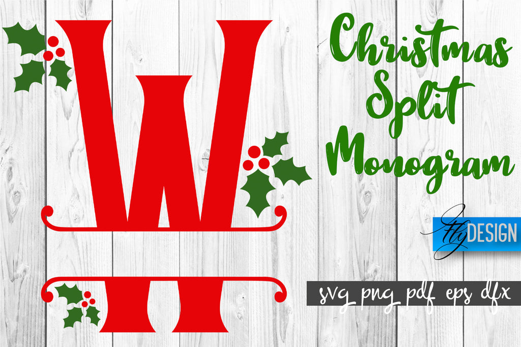 Christmas Split Monogram SVG | Home Design SVG | Xmas SVG - So Fontsy