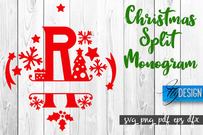 Christmas Split Monogram SVG | Home Design SVG | Xmas SVG SVG Fly Design 
