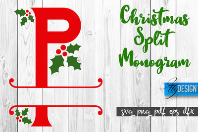 Christmas Split Monogram SVG | Home Design SVG | Xmas SVG SVG Fly Design 