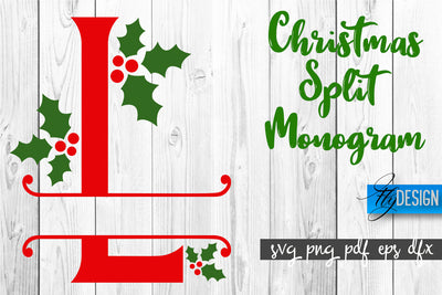 Christmas Split Monogram SVG | Home Design SVG | Xmas SVG SVG Fly Design 