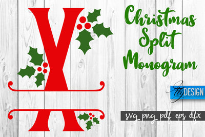 Christmas Split Monogram SVG | Home Design SVG | Xmas SVG SVG Fly Design 