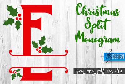 Christmas Split Monogram SVG | Home Design SVG | Xmas SVG SVG Fly Design 