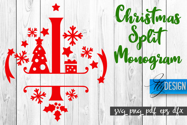Christmas Split Monogram SVG | Home Design SVG | Xmas SVG SVG Fly Design 