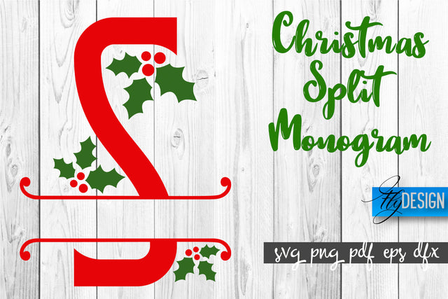 Christmas Split Monogram SVG | Home Design SVG | Xmas SVG SVG Fly Design 