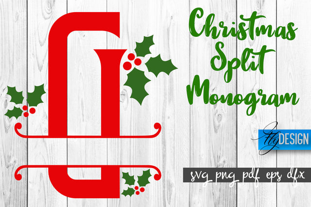 Christmas Split Monogram SVG | Home Design SVG | Xmas SVG SVG Fly Design 