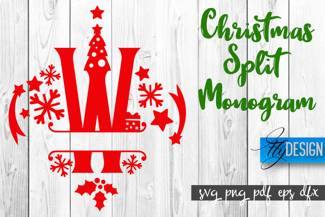 Christmas Split Monogram SVG | Home Design SVG | Xmas SVG SVG Fly Design 